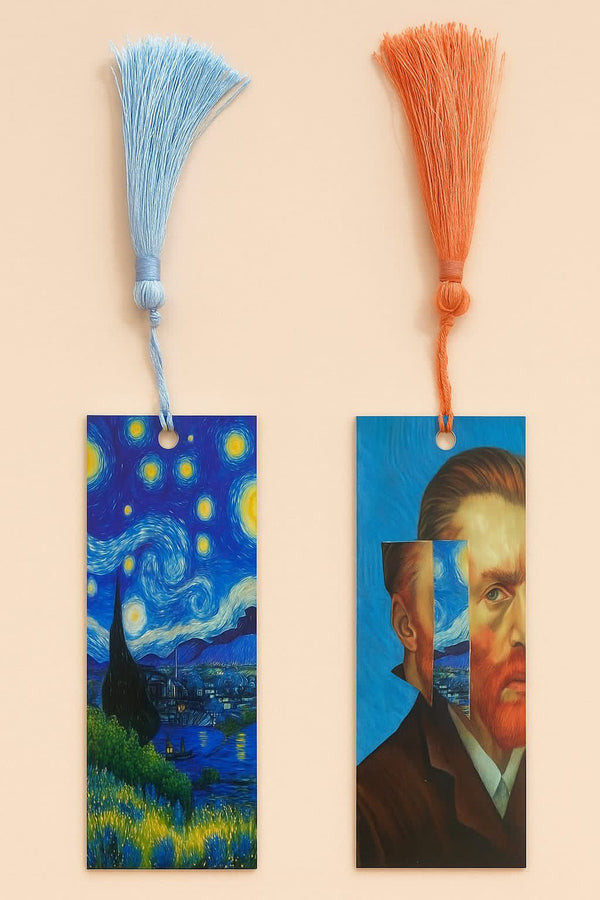 YLDZ Van Gogh Yıldızlı Gece & Van Gogh Portresi Temalı İkili Sert Püsküllü Ayraç