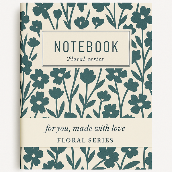 Petrol Yeşili Çiçek Desenli Floral Seri Defter