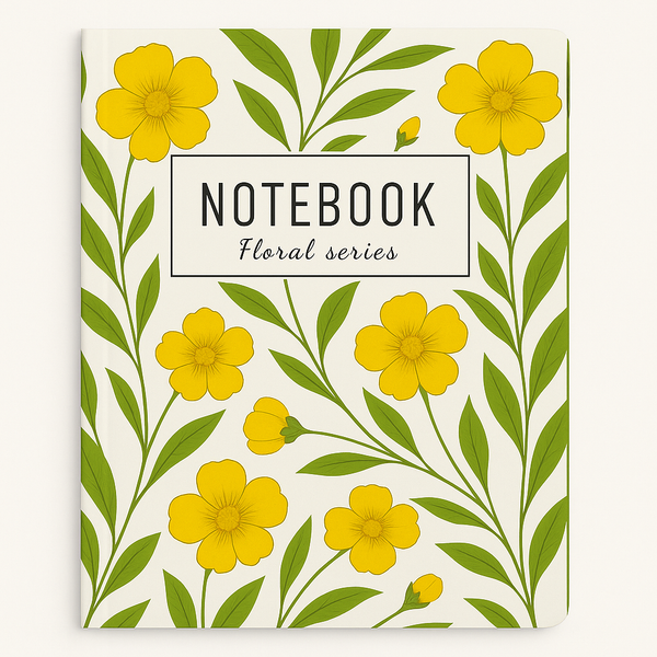 Güneş Sarısı Çiçek Desenli Floral Seri Defter
